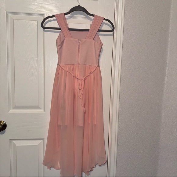 Elegant Lace Dress with chiffon train Coral/Silver 7 - Picture 7 of 9